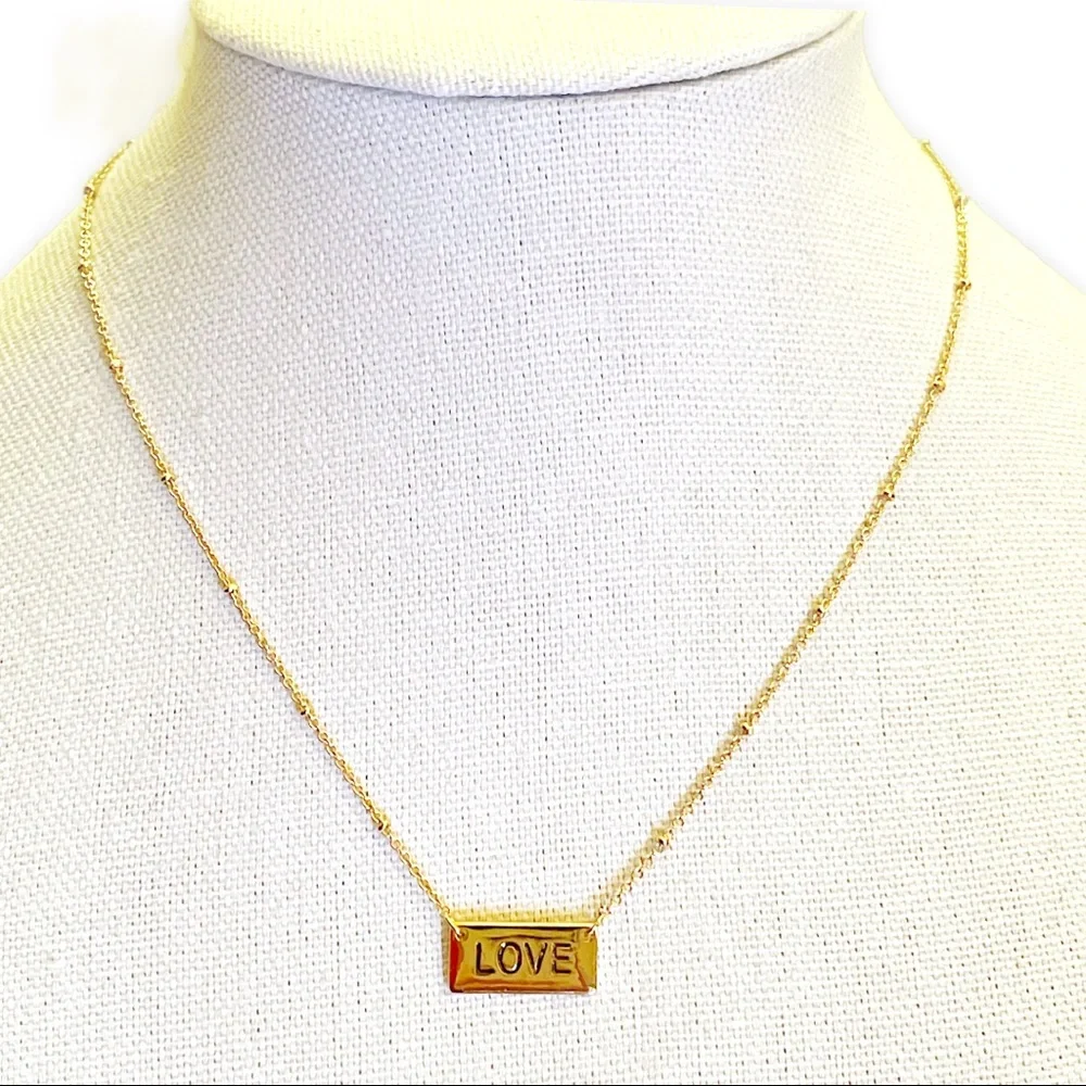 NWT - GBG - Engraved Plate Love Necklace - Gold Necklace